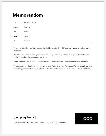 Business Memo Templates For MS Word Word Excel Templates