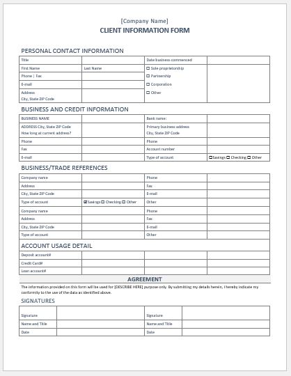 Client information form