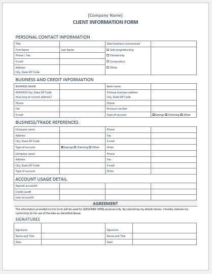 New Customer Form Template from www.wordexceltemplates.com