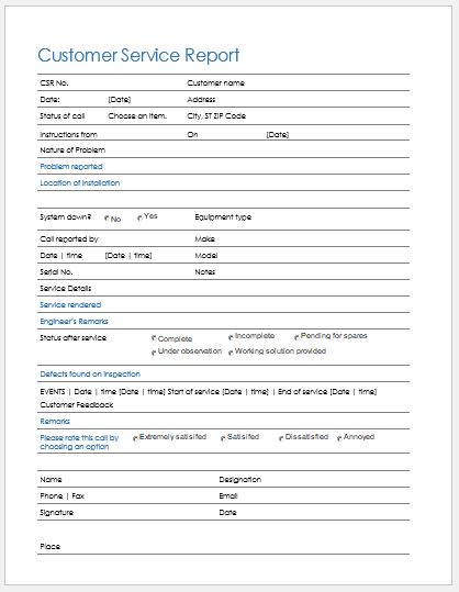 Technical Service Report Template