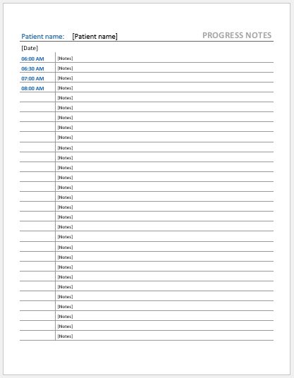 Patient Progress Notes Template Word