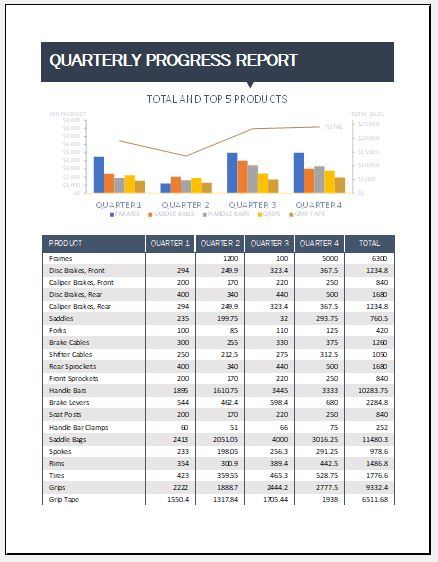 Quarterly Progress Report Template