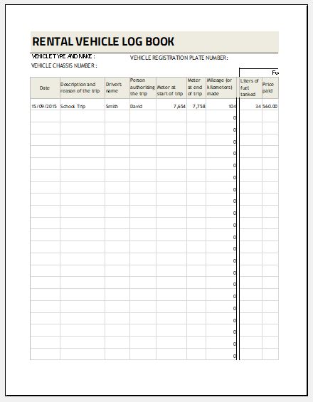 Phone Log Book Template