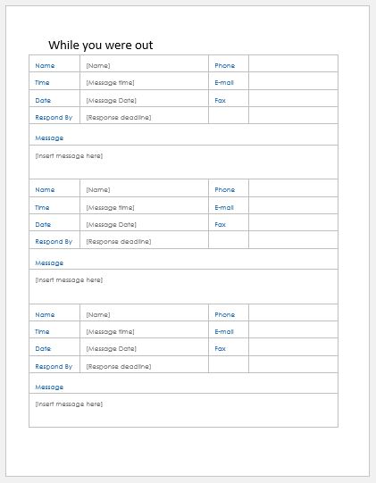 Phone Log Template