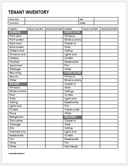 Tenant Inventory Template For Ms Word Word Excel Templates
