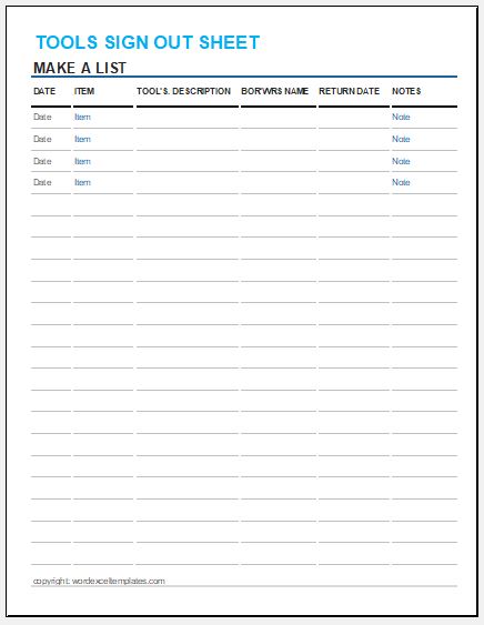 Inventory Sign Out Sheet Template Excel from www.wordexceltemplates.com