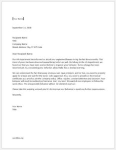 Unplanned Leave Warning Letter