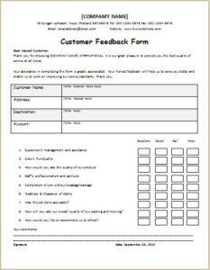 Customer Feedback Questionnaire Template