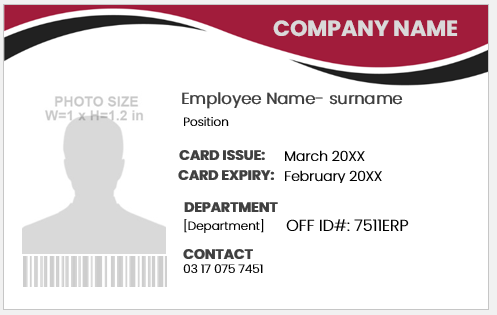 Employee identification card template