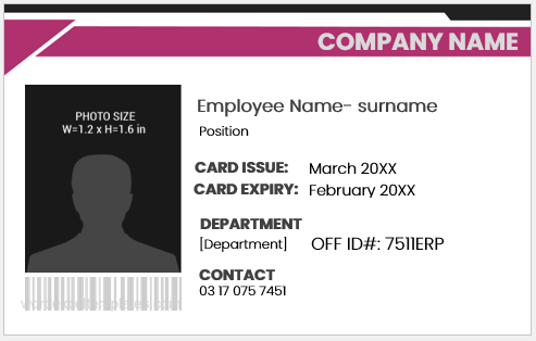 Employee identification card template