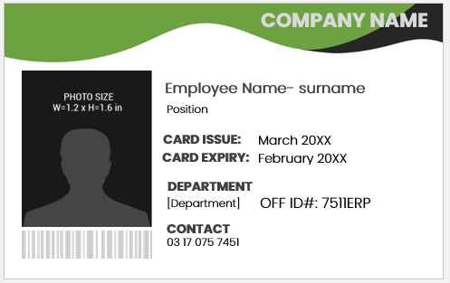 Employee identification card template