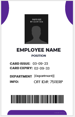 Employee identification card template