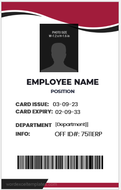 Employee identification card template