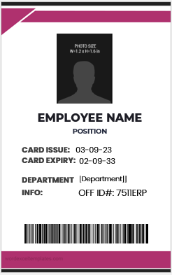 Employee identification card template