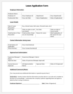 Leave Application Form Template