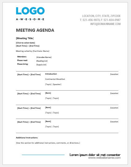 Agenda Word Template from www.wordexceltemplates.com