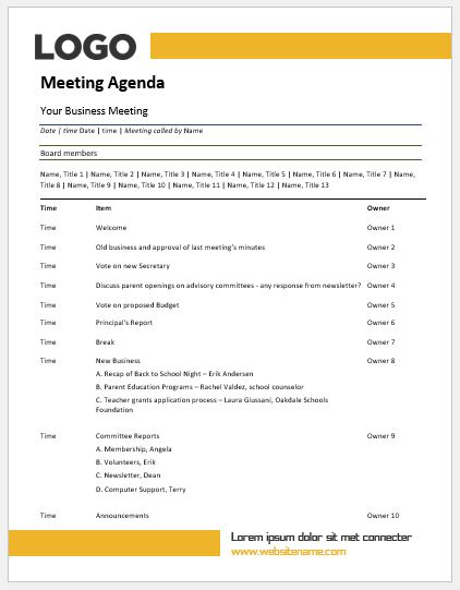 Meeting agenda sample