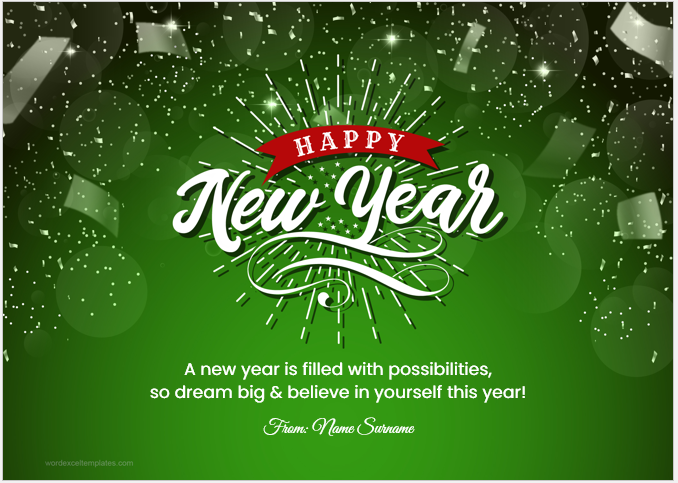 New Year greeting card template