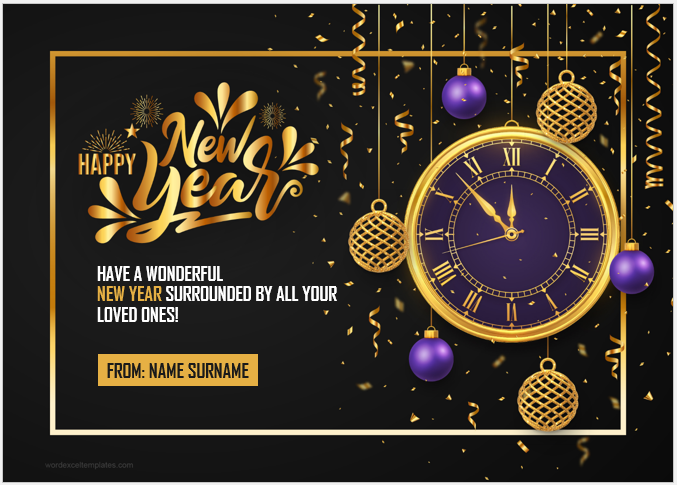 New Year greeting card template