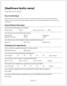 Patient satisfaction survey form