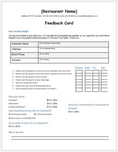 Restaurant customer feedback form