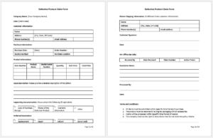 Defective Product Claim Form Templates MS Word | Download