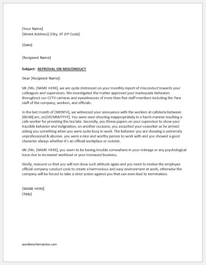 Reprimand Letter for Bad Attitude at Work | Download Sample