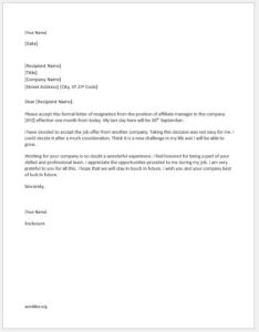 Resignation letter