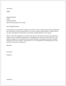 Resignation Letter Sample