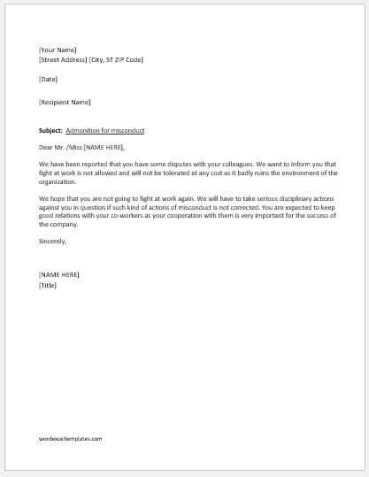 Disciplinary Action Letter Template