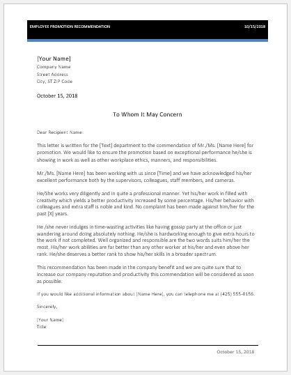 Sample Letter Of Recommendation Employee from www.wordexceltemplates.com