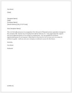 Resignation Letter Format