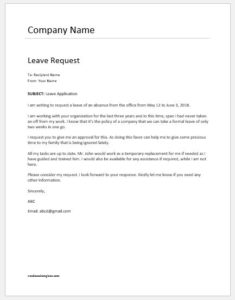 Leave request letter