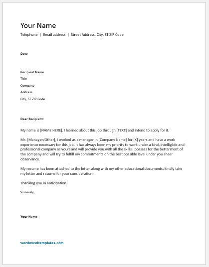 Letter Of Intent For A Job Templates Word Excel Templates
