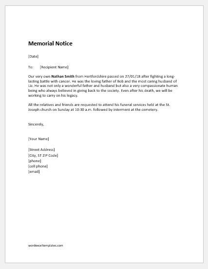 Memorial Notice