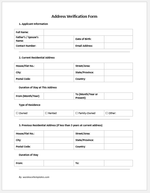 Address Verification Form