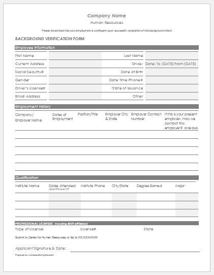 Background verification form