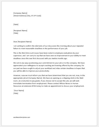 Employee Letter Of Reprimand Examples from www.wordexceltemplates.com