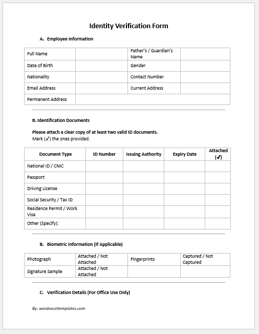 Identity Verification Form