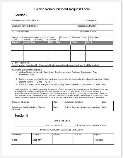Tuition Reimbursement Request Form