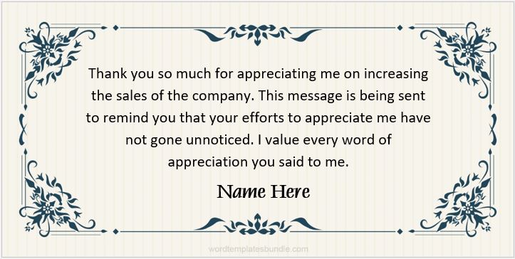 Thank you message for appreciation