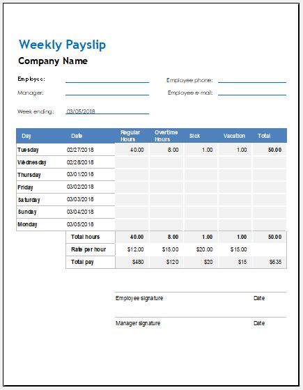 Payslip Template Download