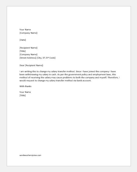 Bank Sample Transfer Request Letter