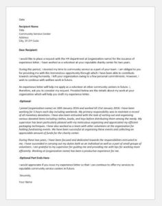 Request for Community Service Experience Letter