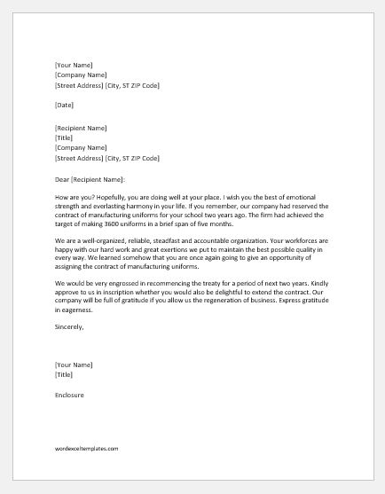 Business contract renewal letter