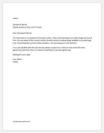 Rent Increase Letter To Tenant Template from www.wordexceltemplates.com
