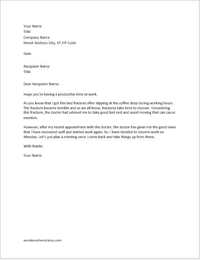 Returning To Work After Maternity Leave Letter from www.wordexceltemplates.com