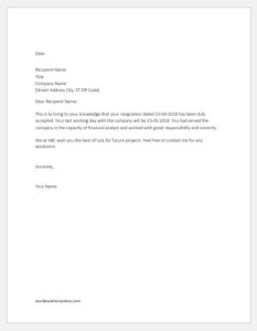 Resignation acceptance letter