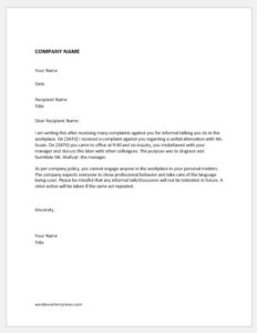 Warning Letter for Informal Talk at Work