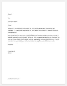 Warning letter for tardiness